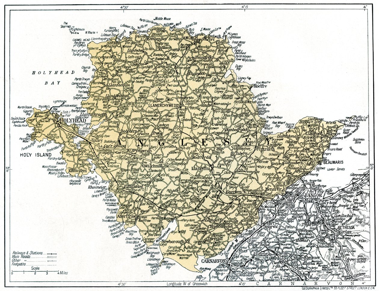 Karta över Anglesey, 1924-1926 av Unbekannt