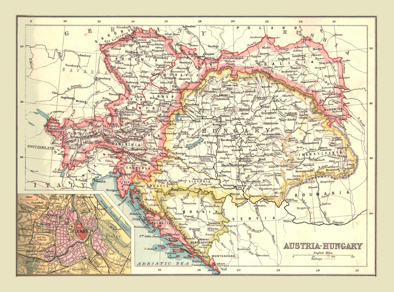 Karta över Österrike-Ungern, 1902. av Unbekannt