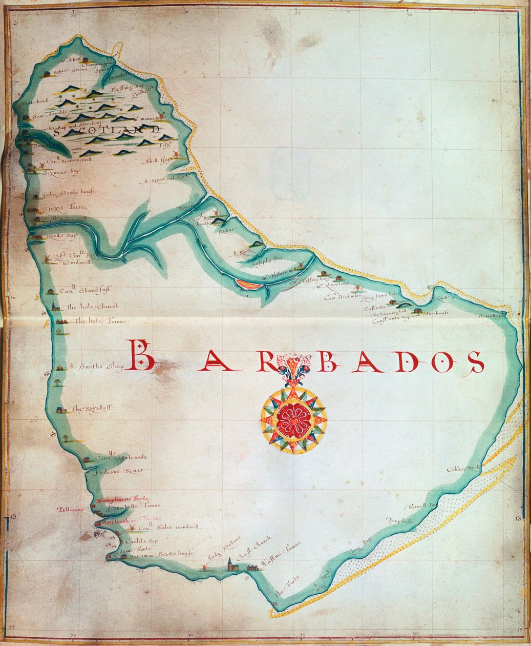 Karta över Barbados, 1683 av Unbekannt