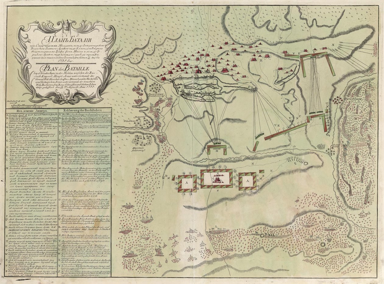 Karta över slaget vid Savuchny, 1739-1740 av Unbekannt