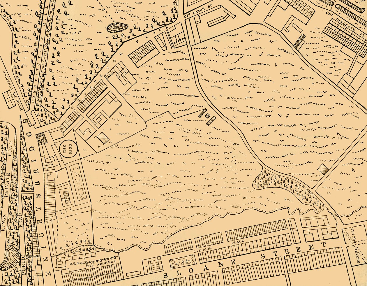Karta över Belgravia, 1814, c1876. av Unbekannt