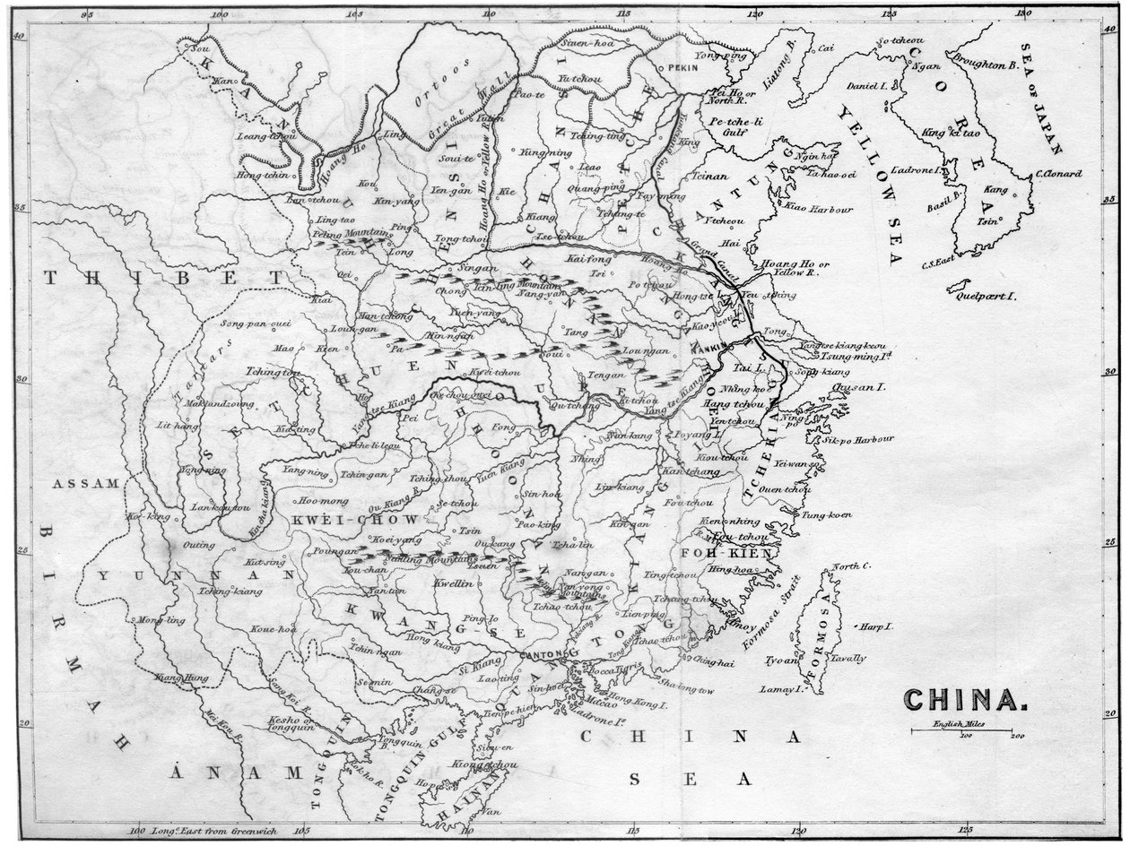 Karta över Kina, 1847 av Unbekannt