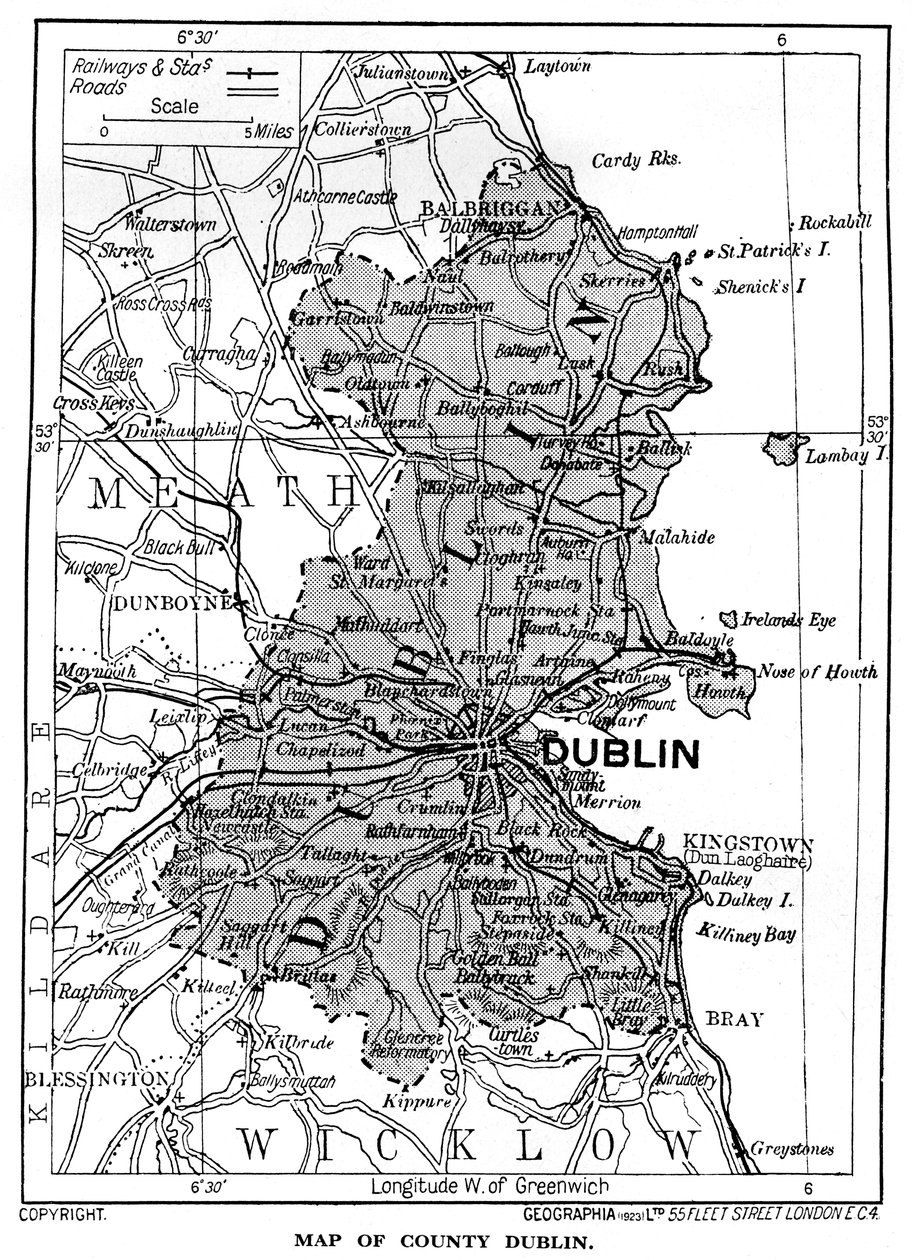 Karta över County Dublin, Irland, 1924-1926 av Unbekannt