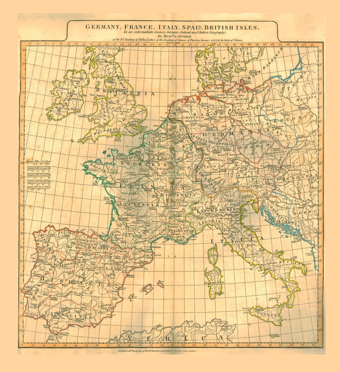 Karta över Europa, 1821. av Unbekannt