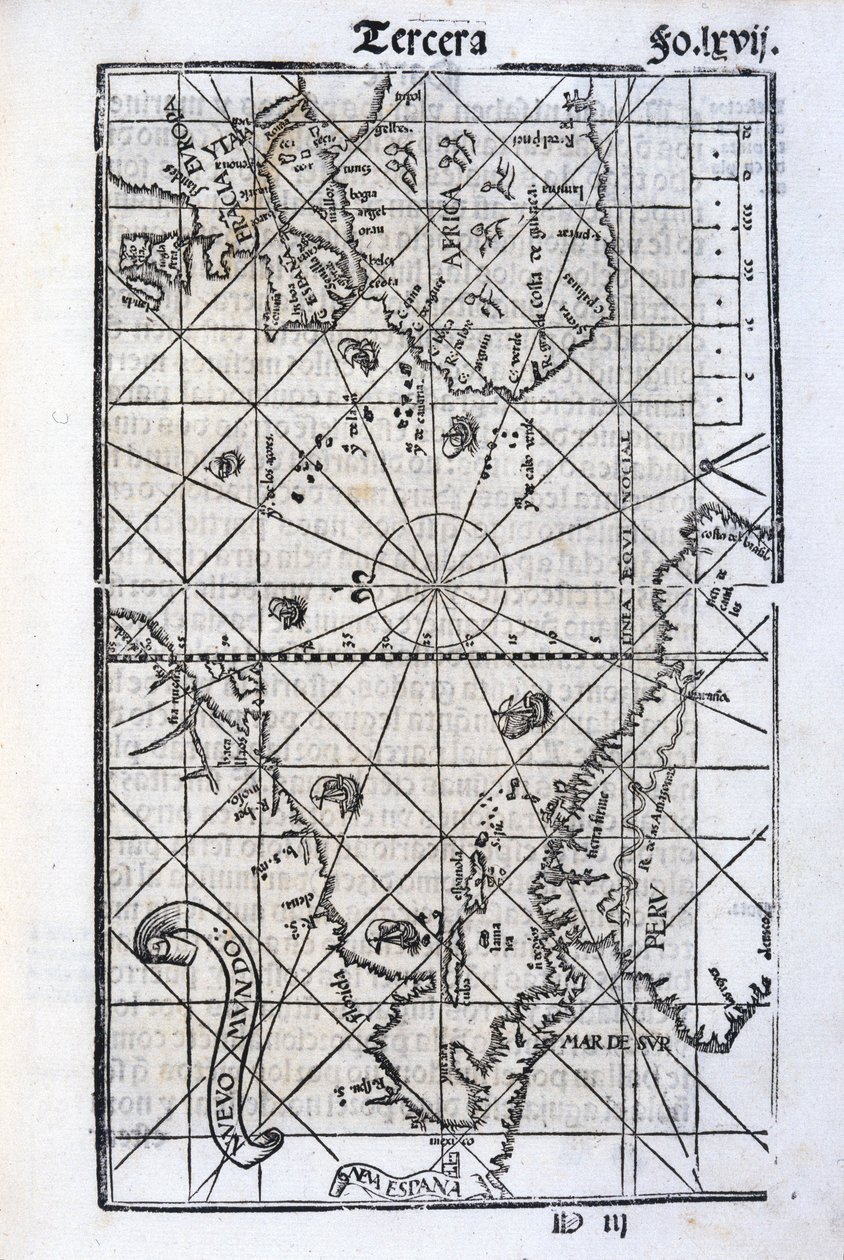 Karta över Europa, Afrika och Amerika av Unbekannt