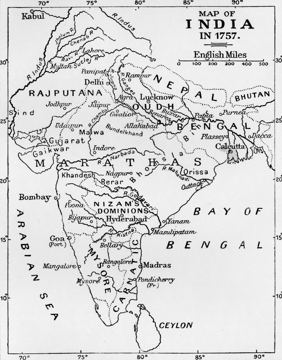 Karta över Indien 1757, c1912 av Unbekannt