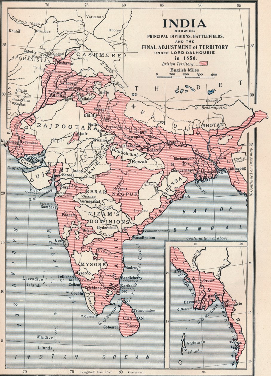 Karta över Indien 1856 1906. av Unbekannt