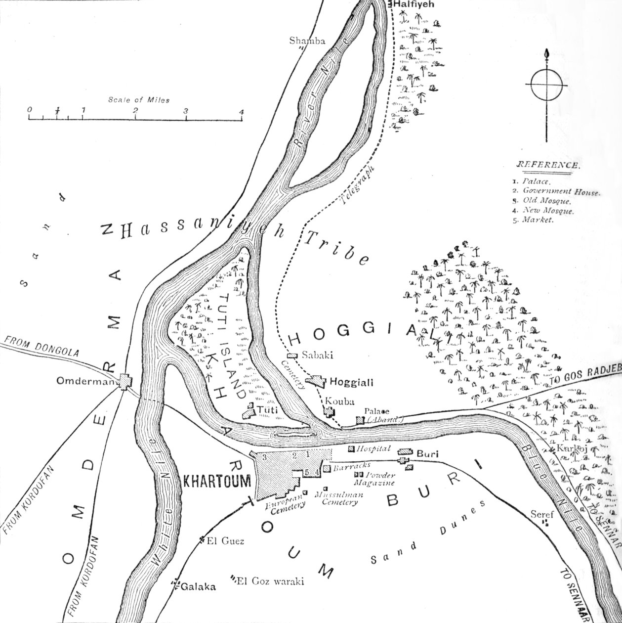 Karta över Khartoum och omnejd, c1885 av Unbekannt