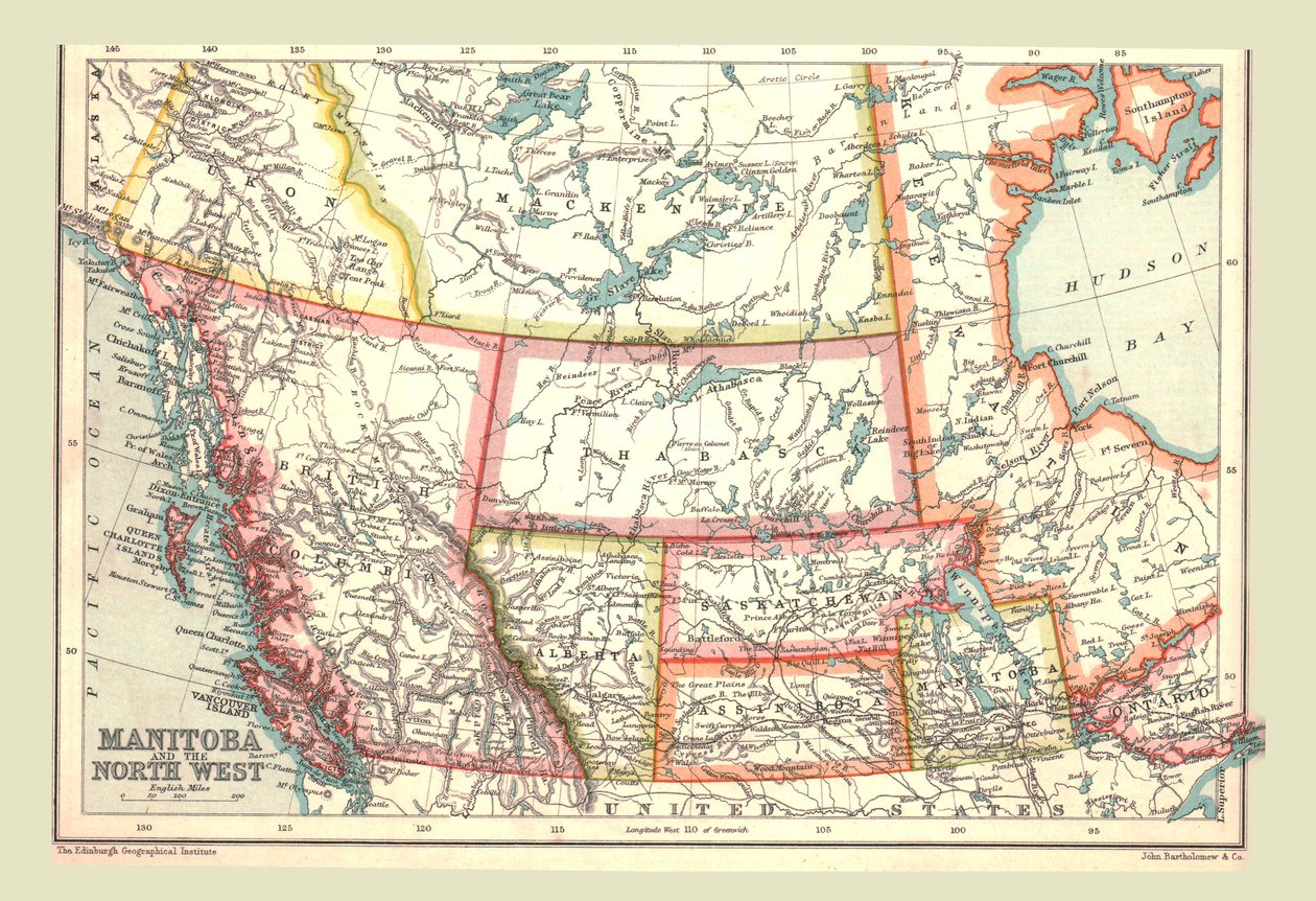 Karta över Manitoba och nordvästra, 1902. av Unbekannt