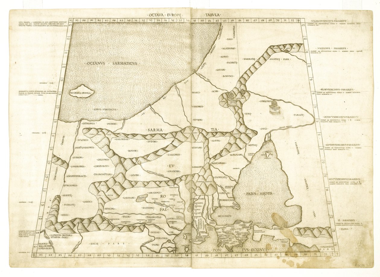 Karta över Muscovy av Ptolemaios Octava Europe Tabula av Unbekannt