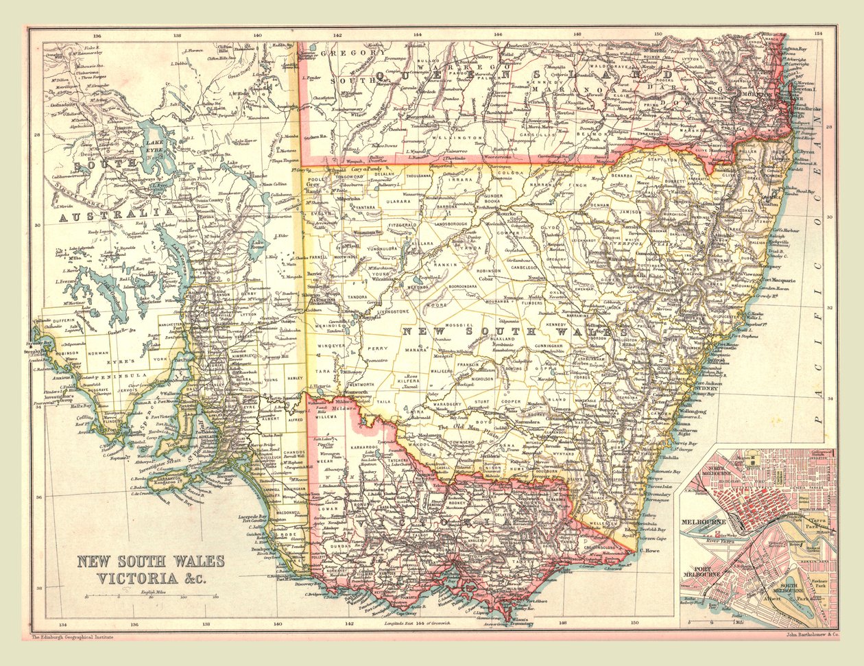 Karta över New South Wales och Victoria, 1902. av Unbekannt