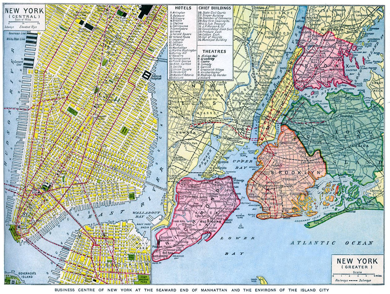 Karta över New York City, USA, c1930-talet av Unbekannt