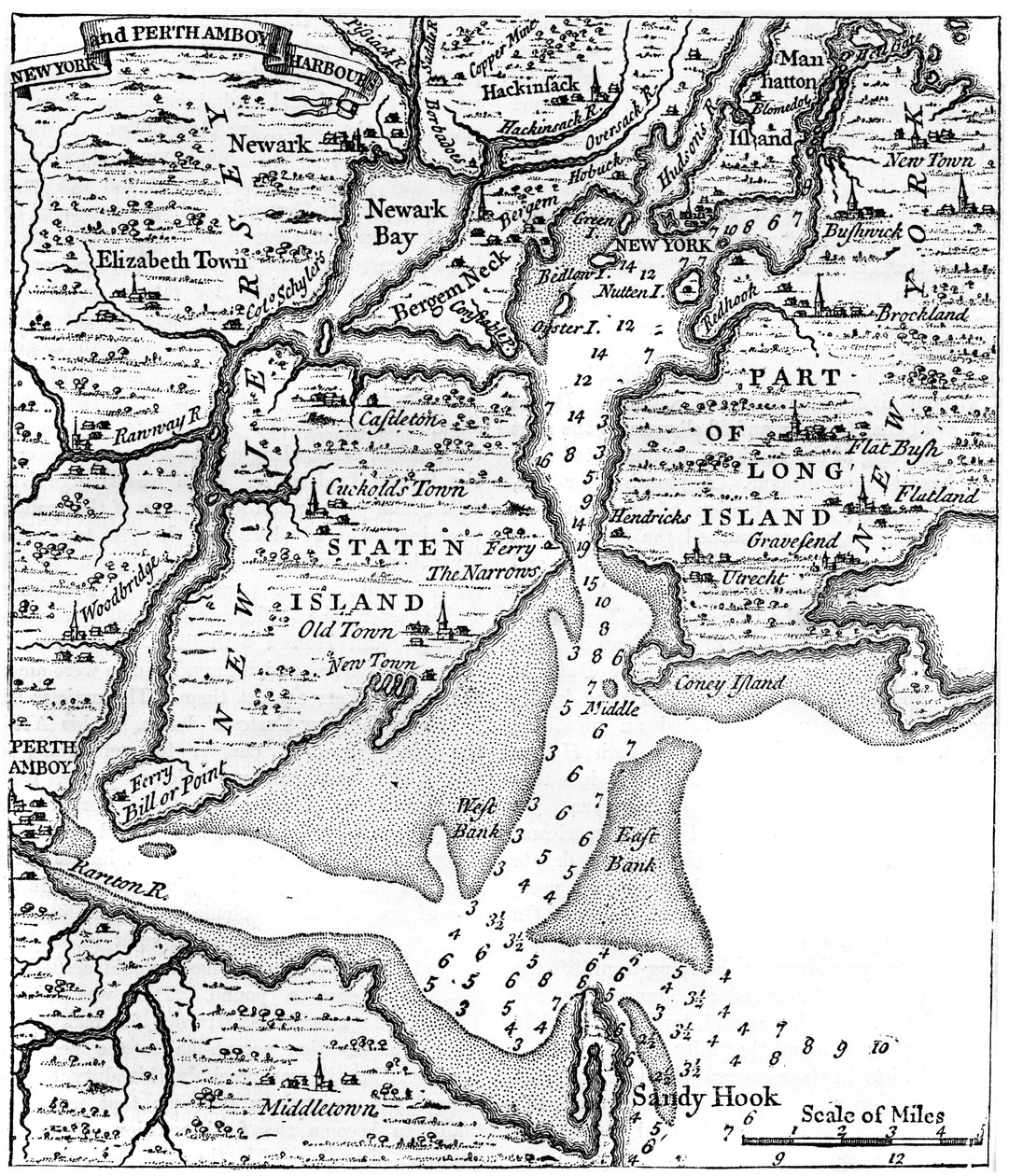 Karta över New York omkring mitten av 1700-talet, c1880 av Unbekannt