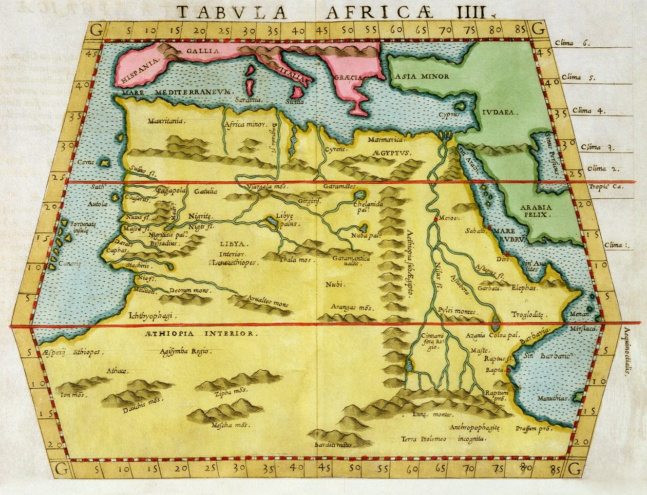 Karta över Nordafrika, c1580-talet av Unbekannt