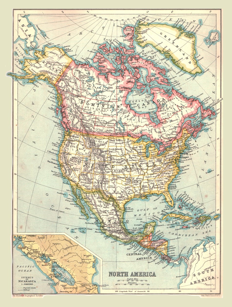 Karta över Nordamerika, 1902. av Unbekannt