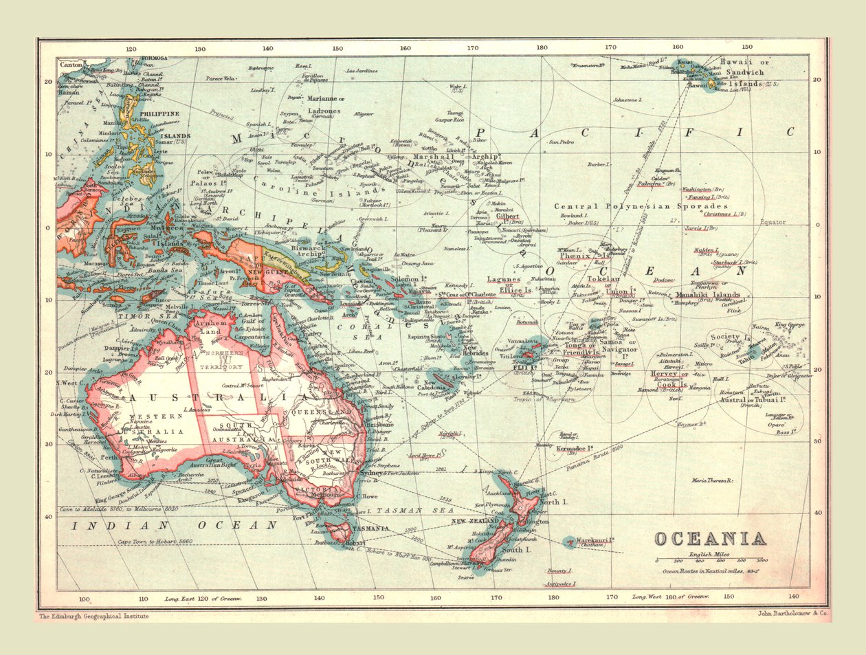 Karta över Oceanien, 1902. av Unbekannt