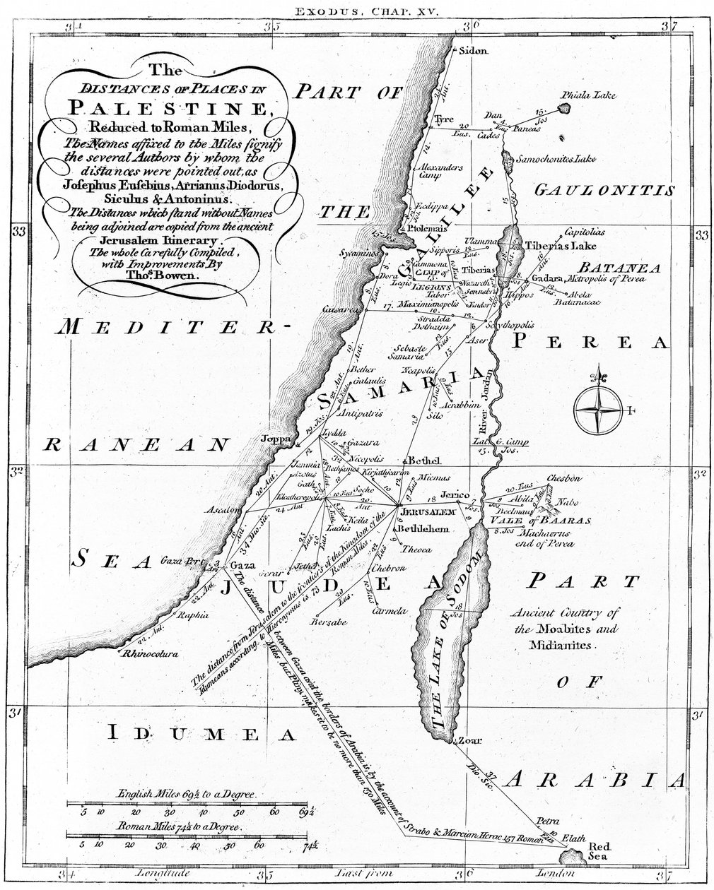 Karta över Palestina baserad på antika författare, c1830 av Unbekannt
