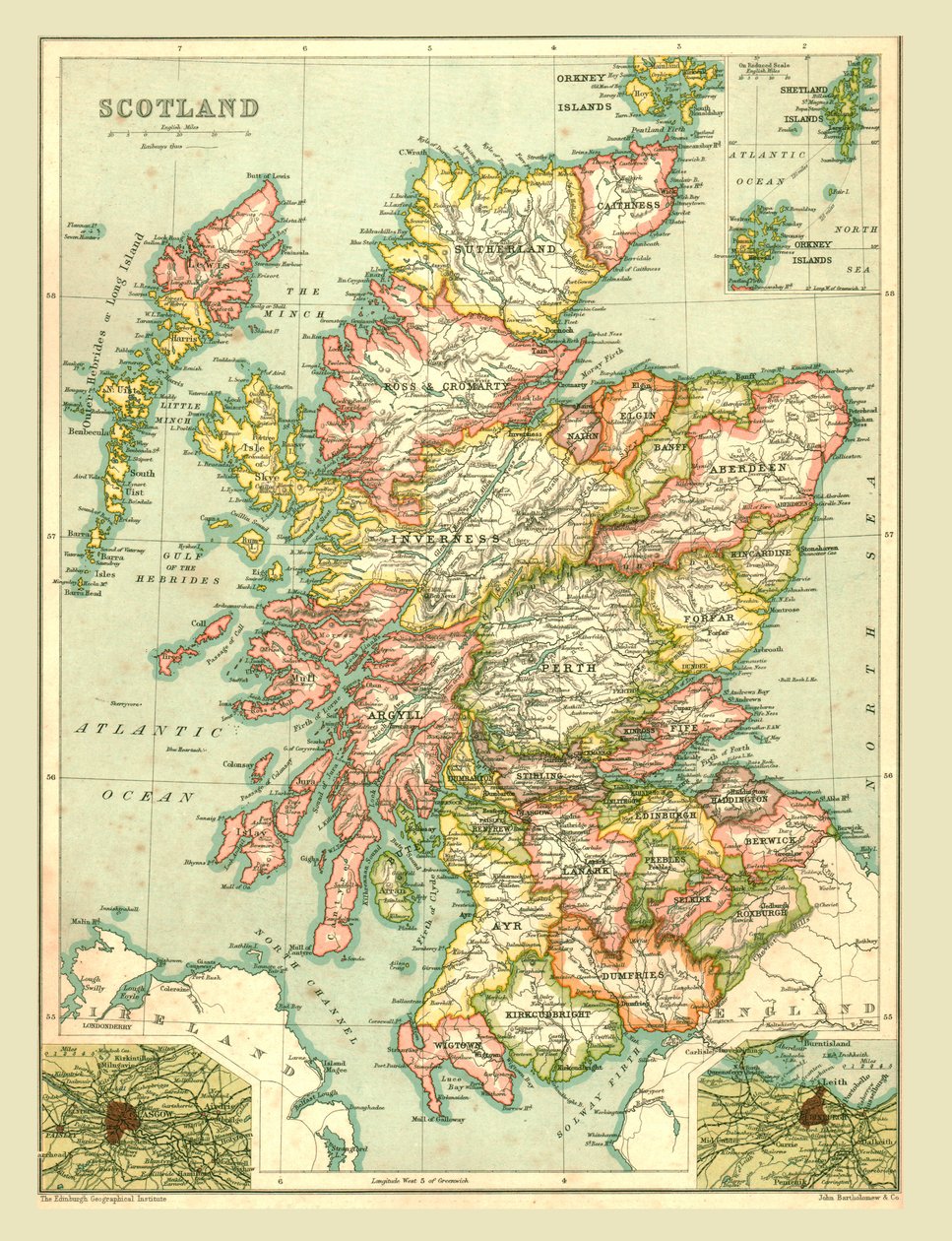 Karta över Skottland, 1902. av Unbekannt