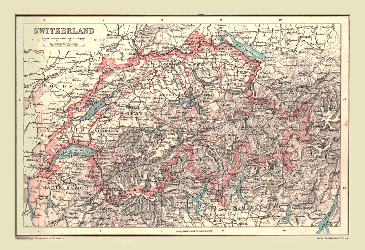 Karta över Schweiz, 1902. av Unbekannt
