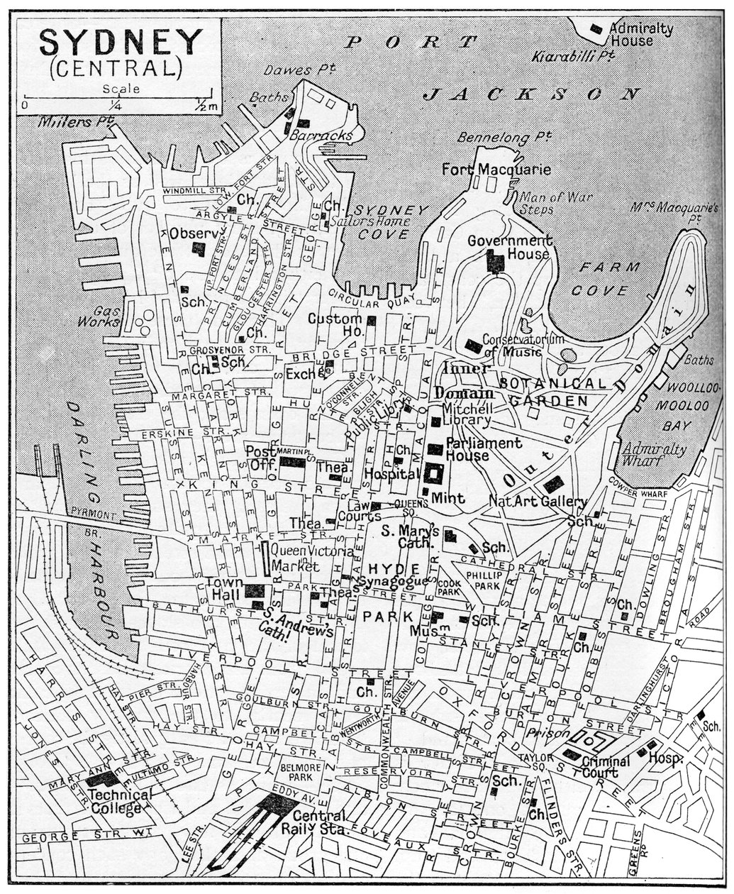 Karta över centrala Sydney, New South Wales, Australien, c1924 av Unbekannt