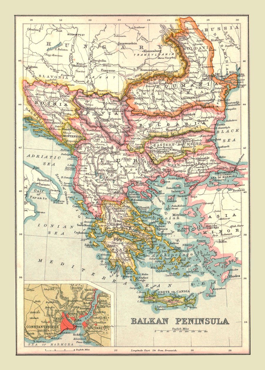 Karta över Balkanhalvön, 1902. av Unbekannt