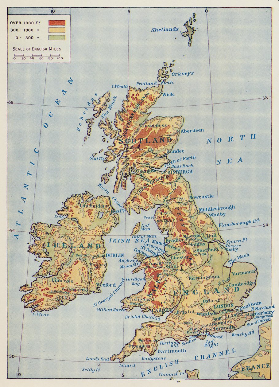 Karta över de brittiska öarna, 1910 av Unbekannt