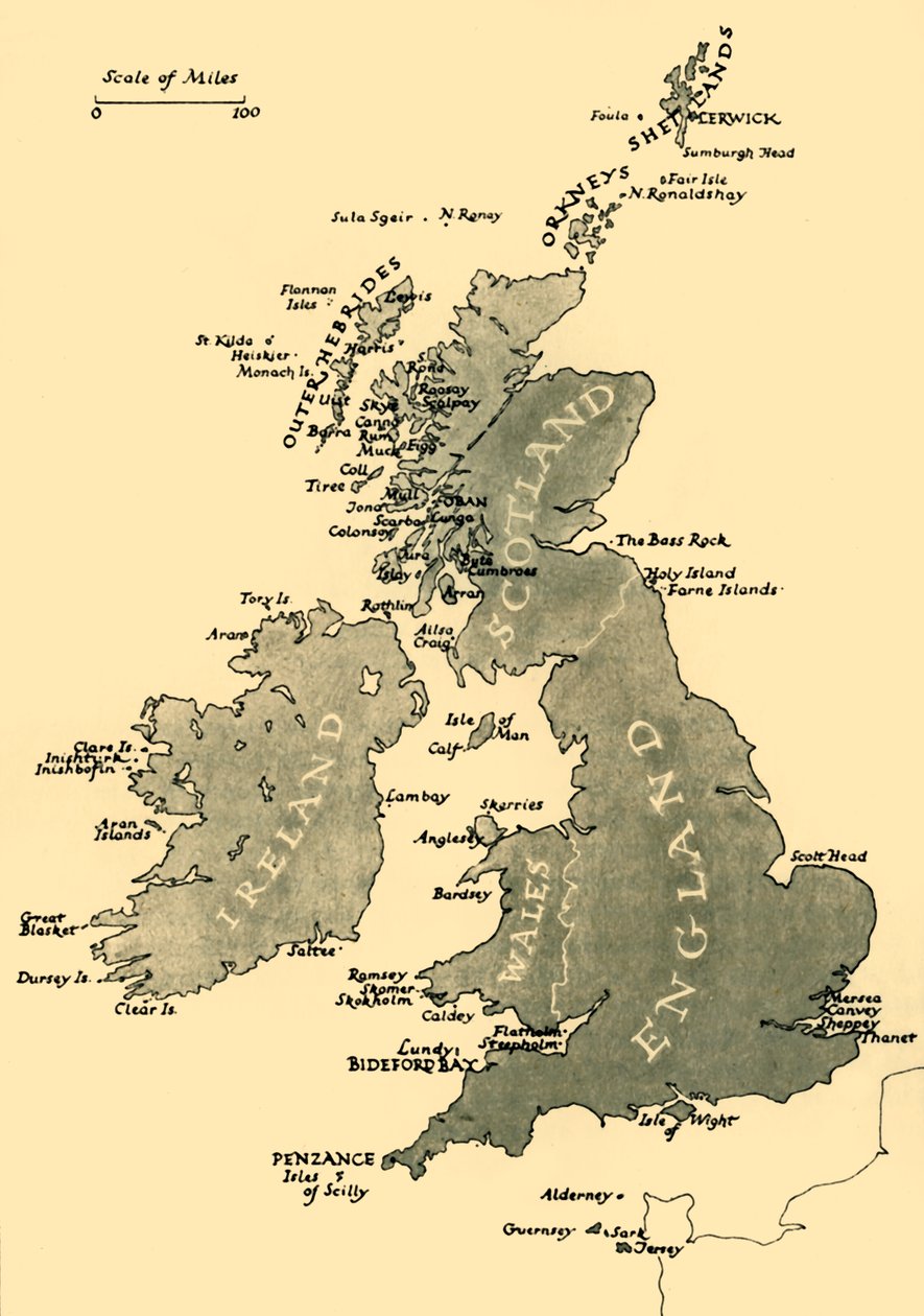 Karta över de brittiska öarna, 1946. av Unbekannt
