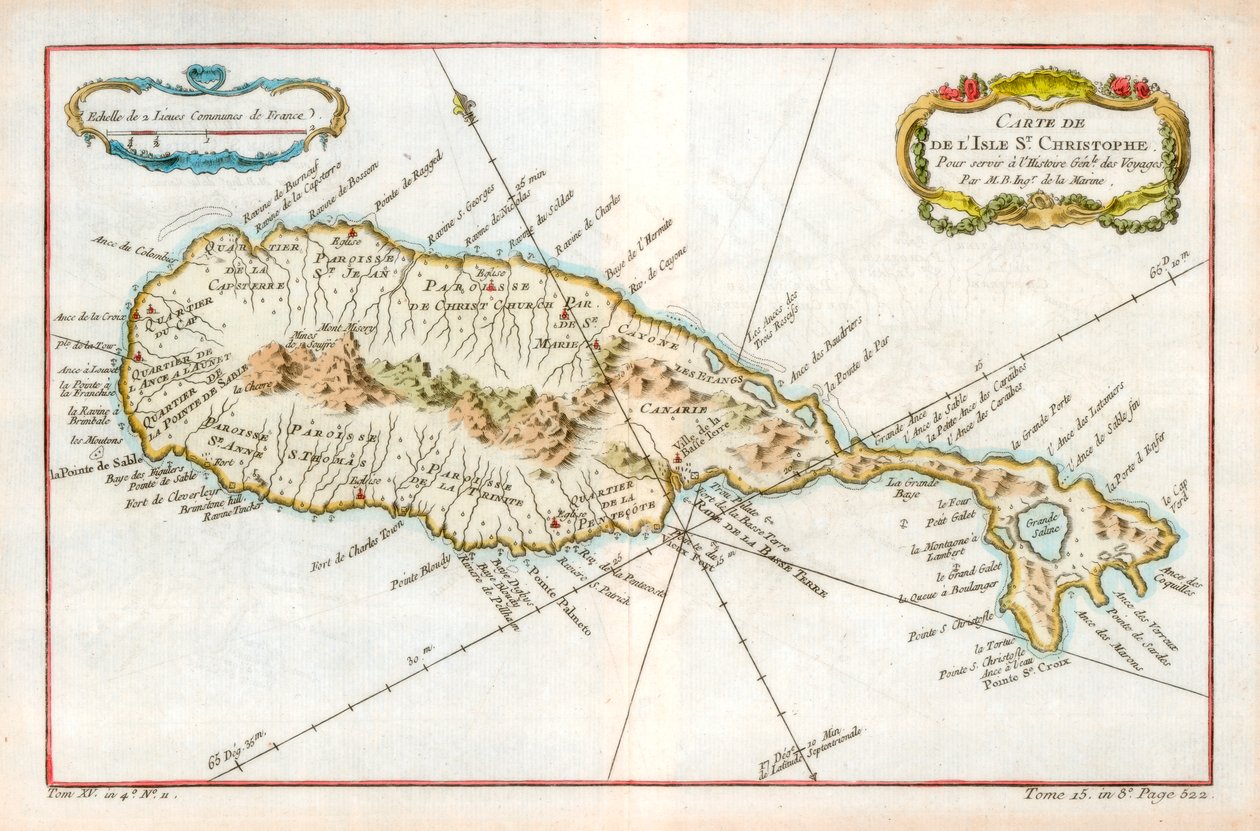 Karta över den karibiska ön St Christopher, c1764 av Unbekannt