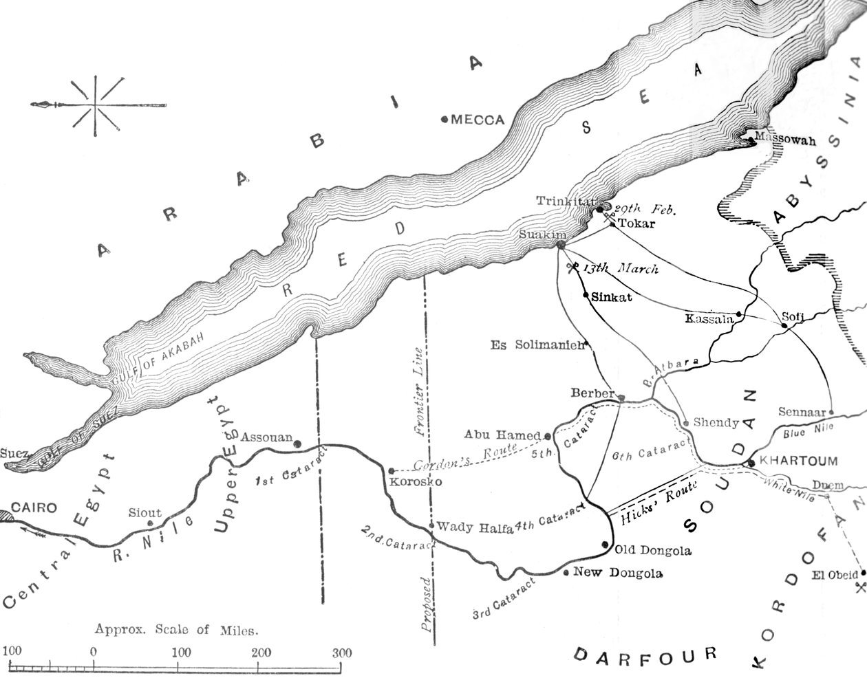 Karta över landet mellan Egypten och Soudan, c1881-85 av Unbekannt
