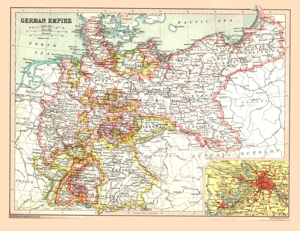 Karta över det tyska riket, 1902. av Unbekannt