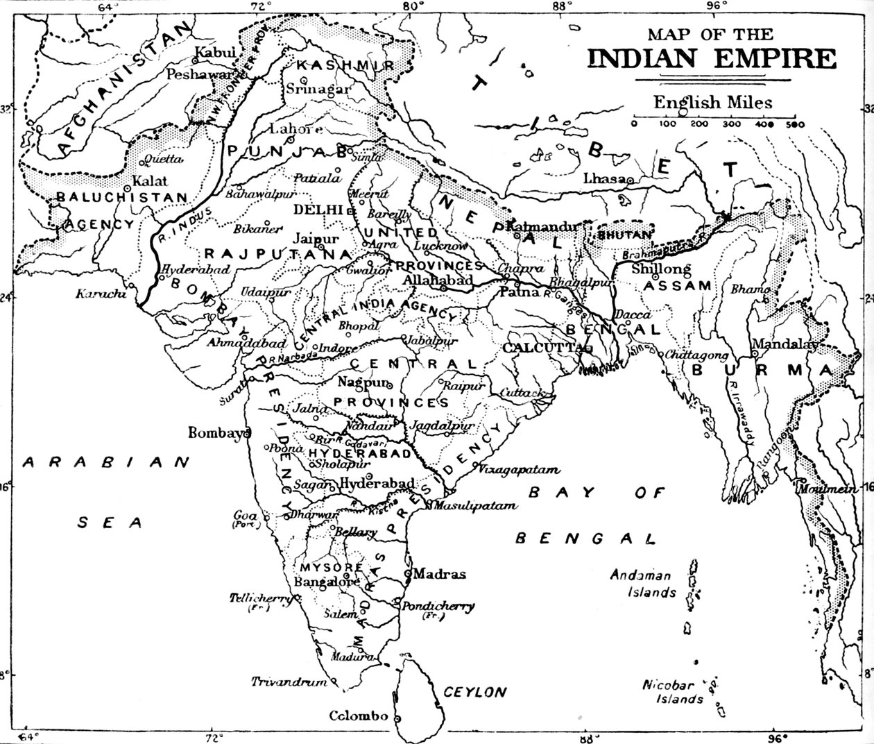 Karta över det indiska imperiet, c1912 av Unbekannt