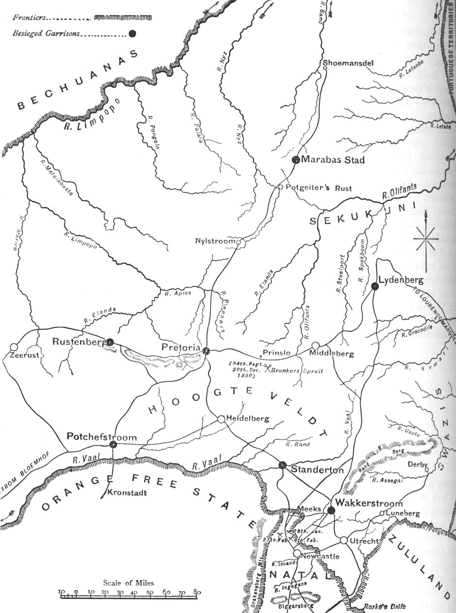Karta över krigsteatern i Transvaal, c1880 av Unbekannt