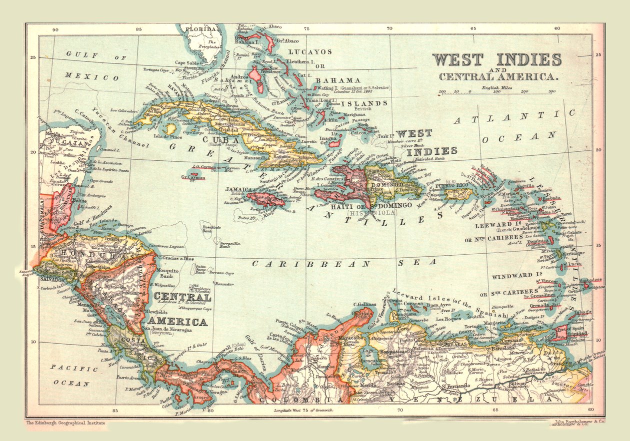 Karta över Västindien och Centralamerika, 1902. av Unbekannt