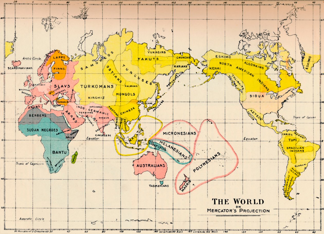 Karta över världen på Mercators Projection, 1902 av Unbekannt