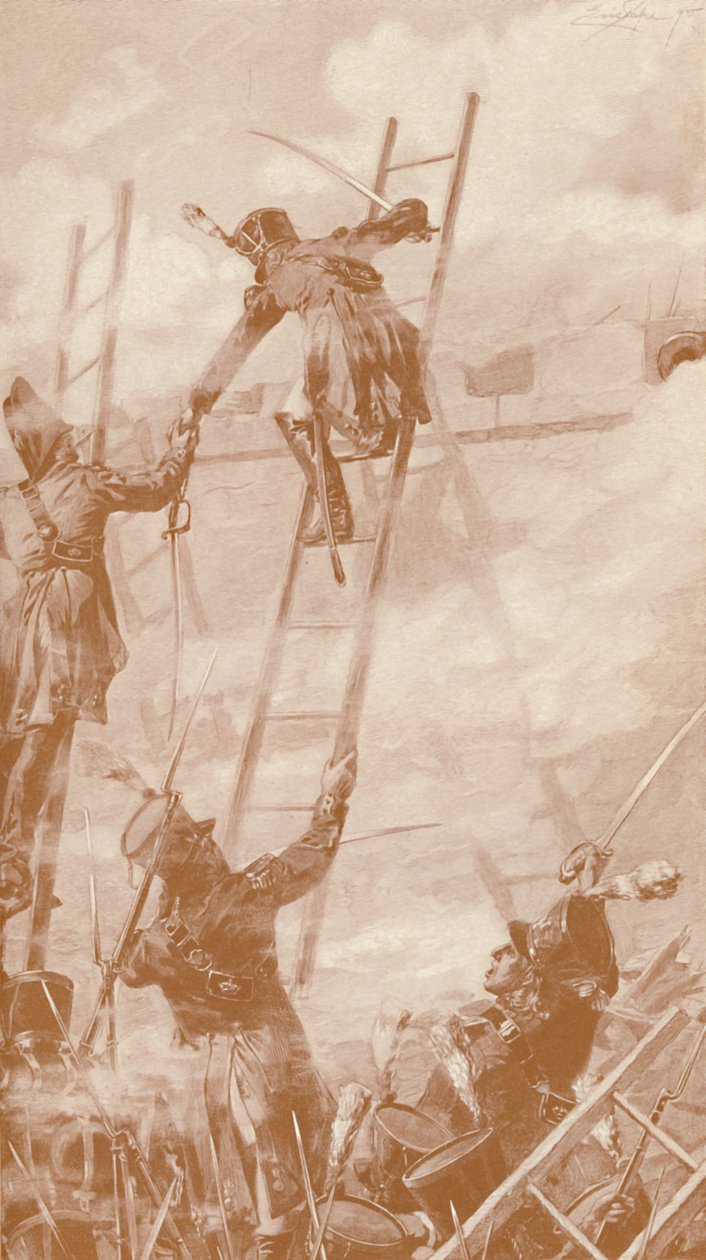Marbot och Labédoyère skalar muren i Ratisbon, 1809, 1896 av Unbekannt
