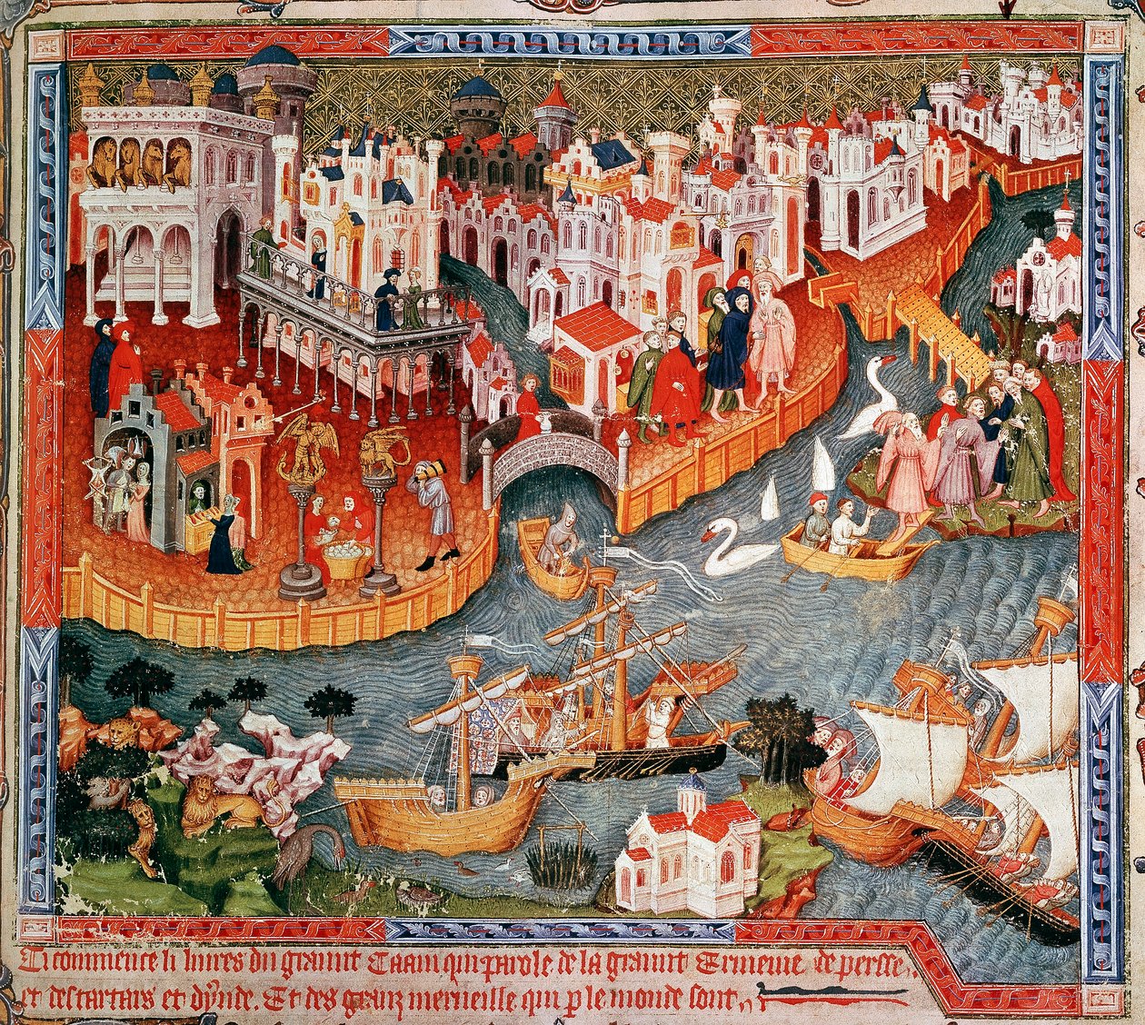 Marco Polo seglar från Venedig 1271, 1400-talet av Unbekannt