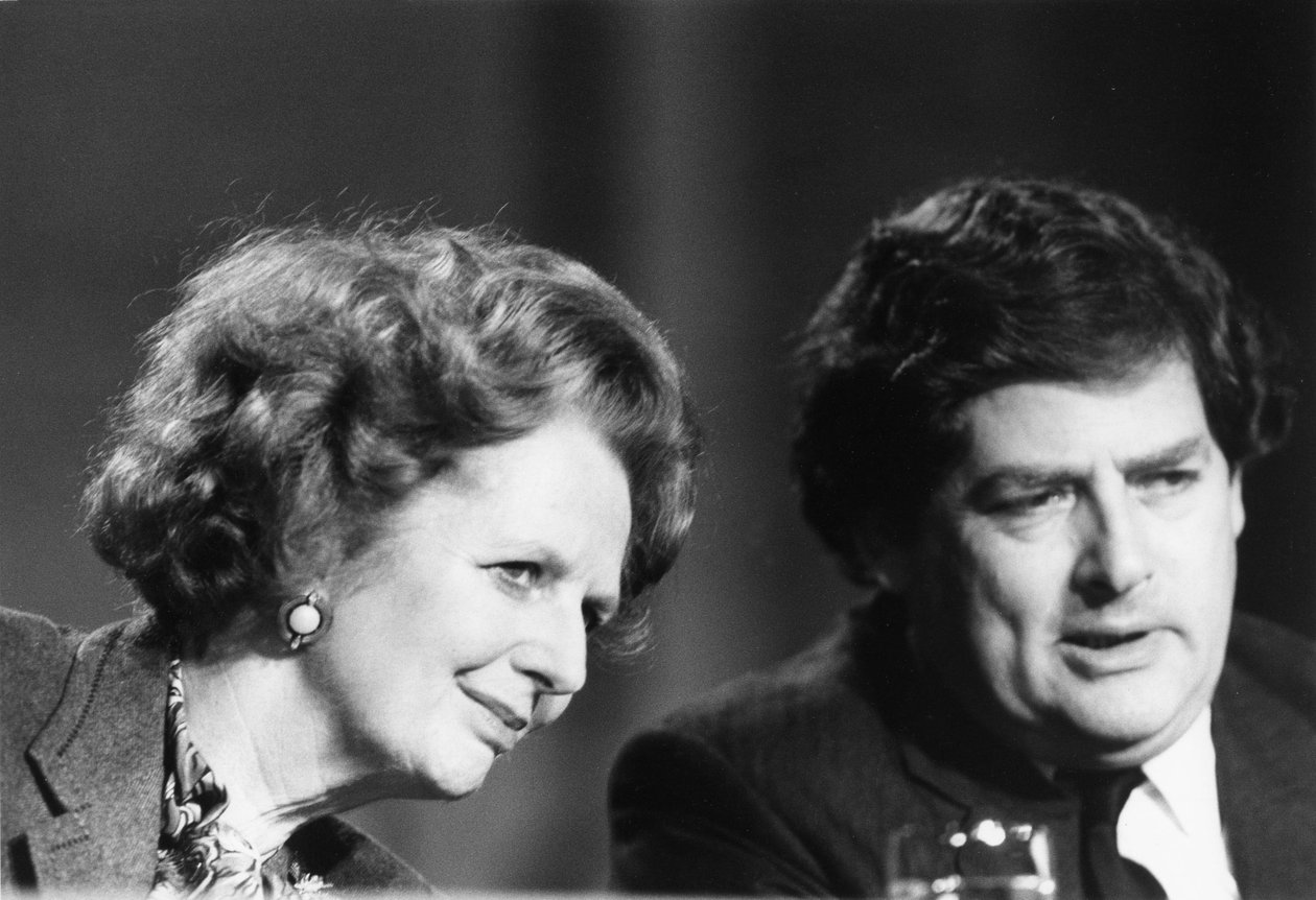 Margaret Thatcher och Nigel Lawson, brittiska politiker, ca 1980-talet av Unbekannt