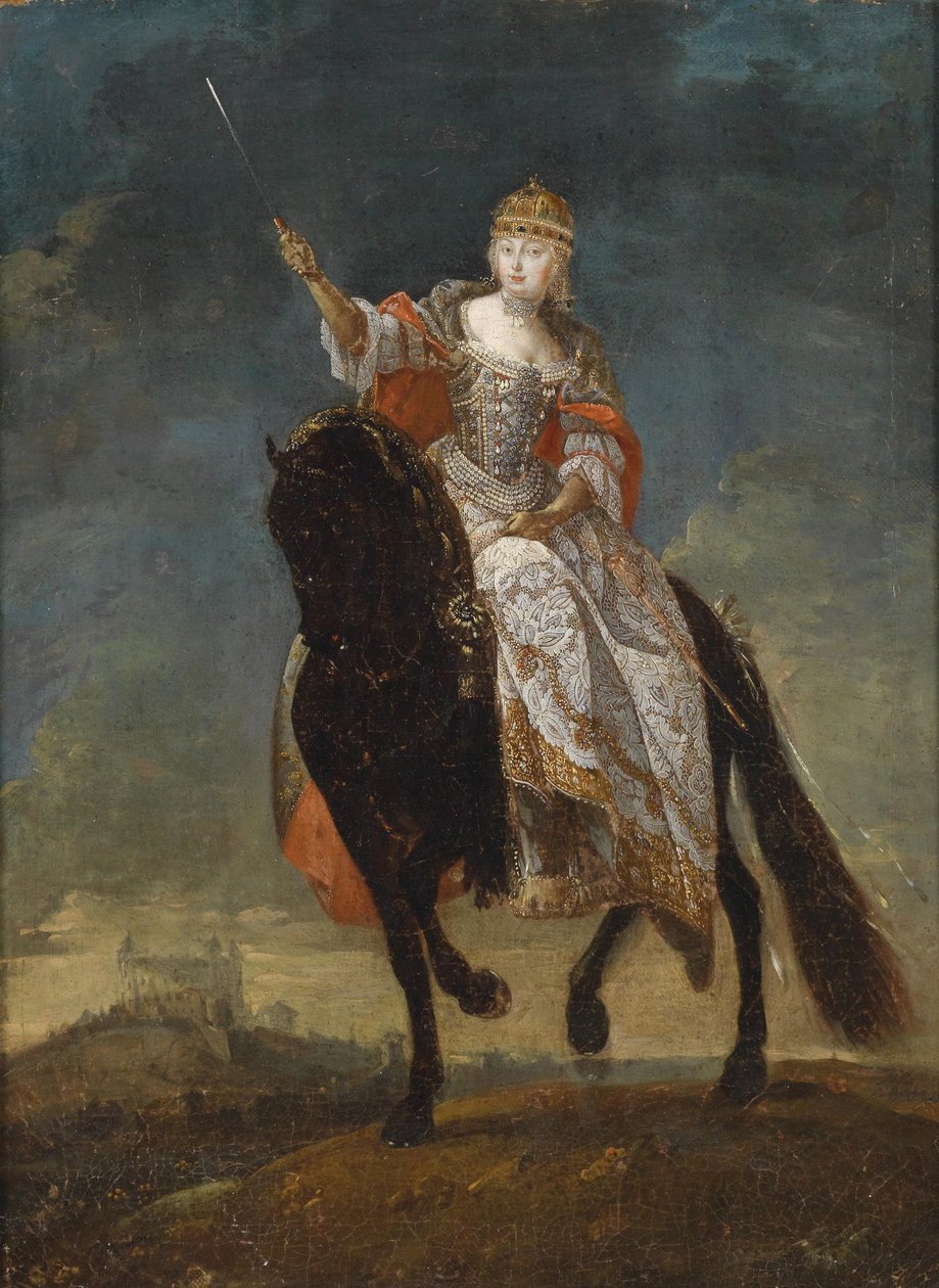 Maria Theresia som drottning av Ungern på den krönande kullen Pressburg i mitten av 1700-talet. av Unbekannt