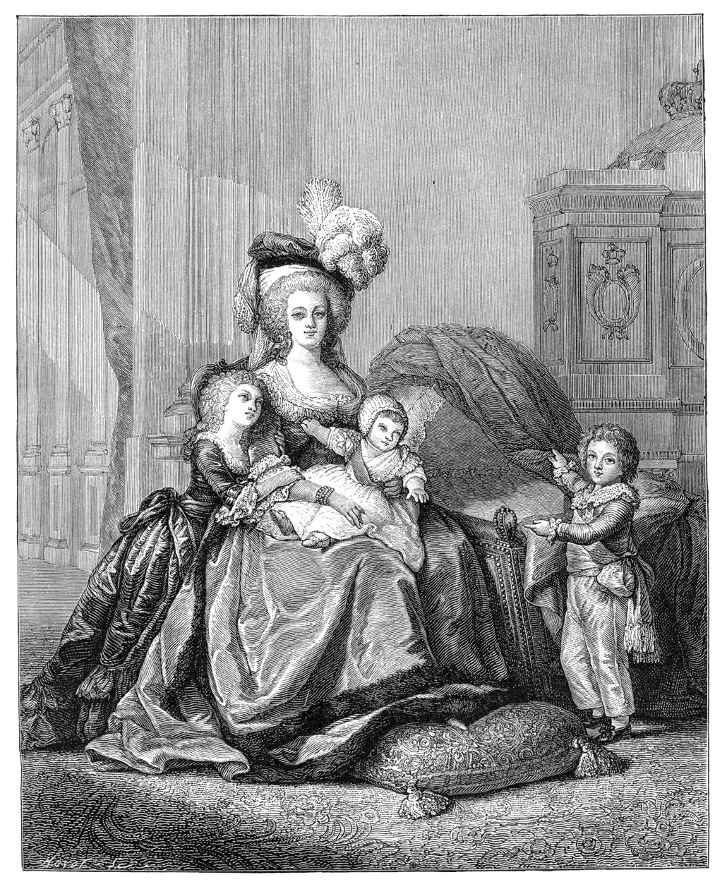 Marie Antoinette och hennes barn, c1787, 1885. av Unbekannt