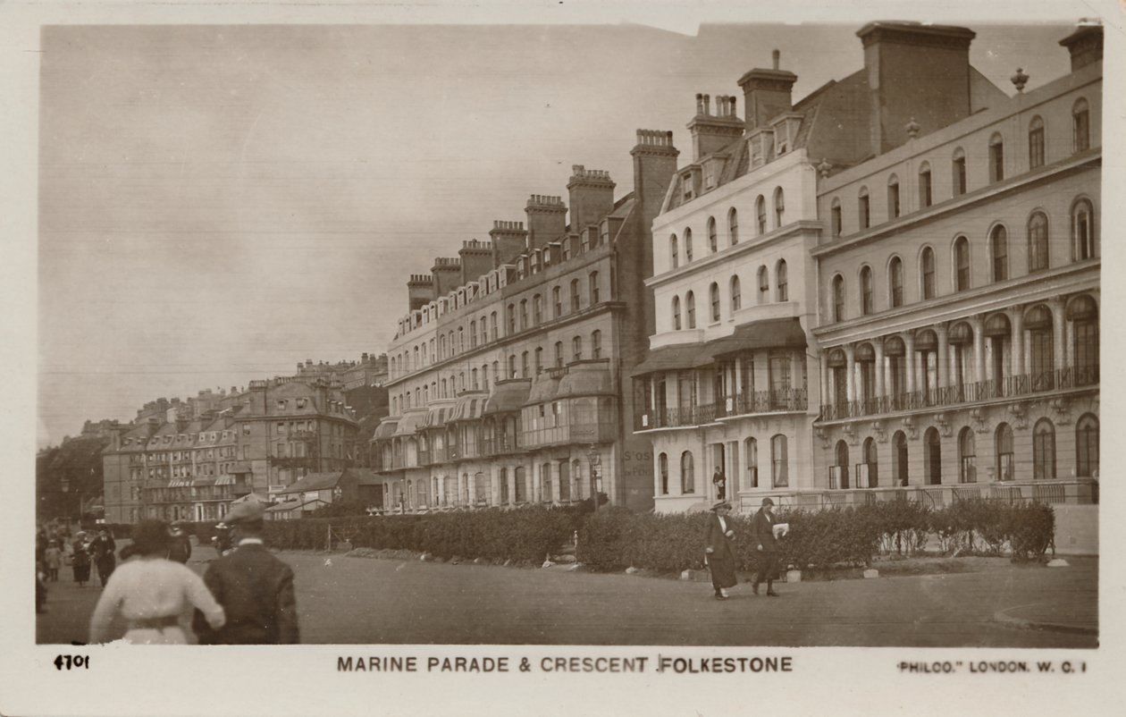 Marine Parade & Crescent Folkestone, sent 1800-tidigt 1900-tal av Unbekannt