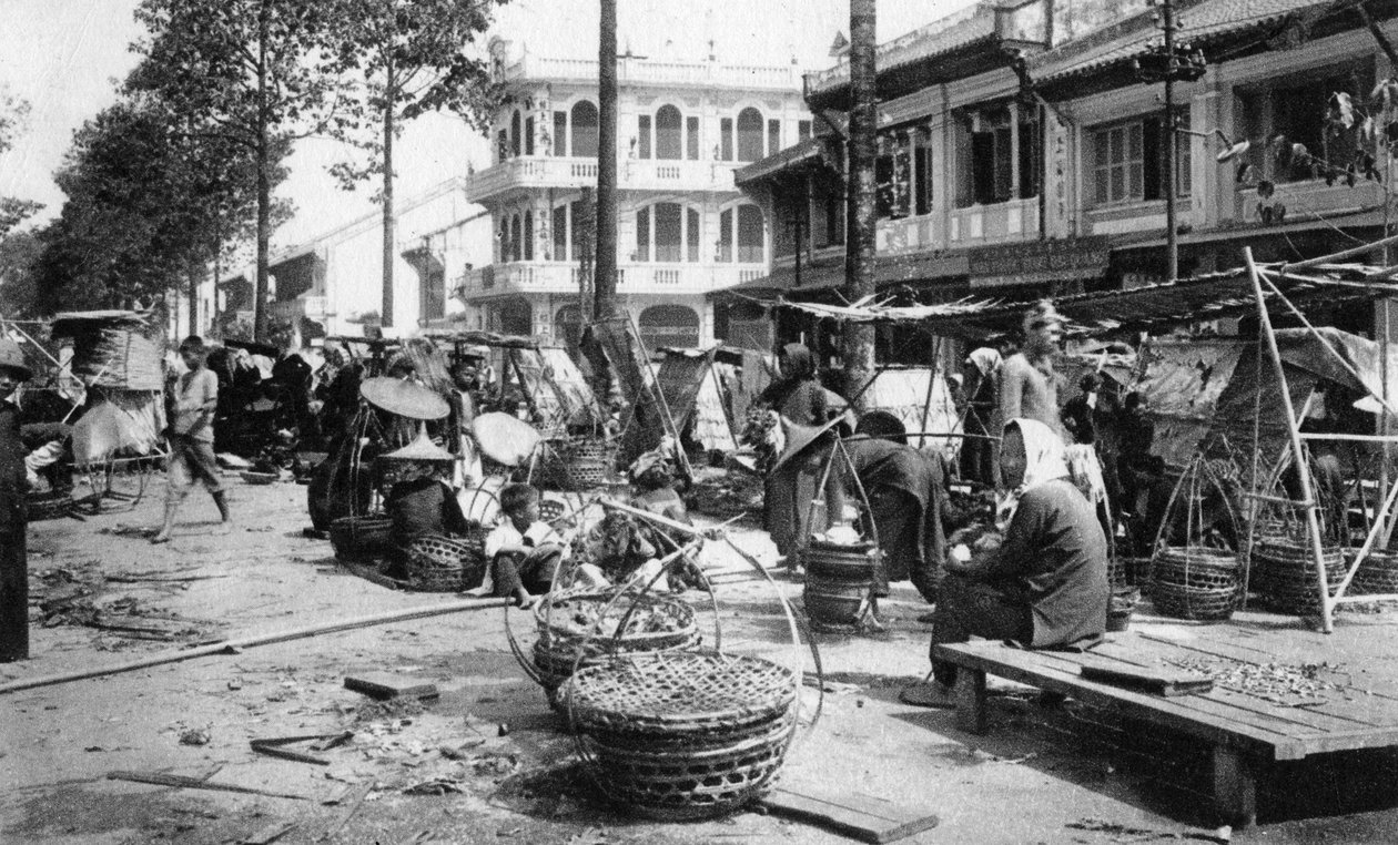 Marknad, Cholon, Saigon, Vietnam, 1900-talet av Unbekannt