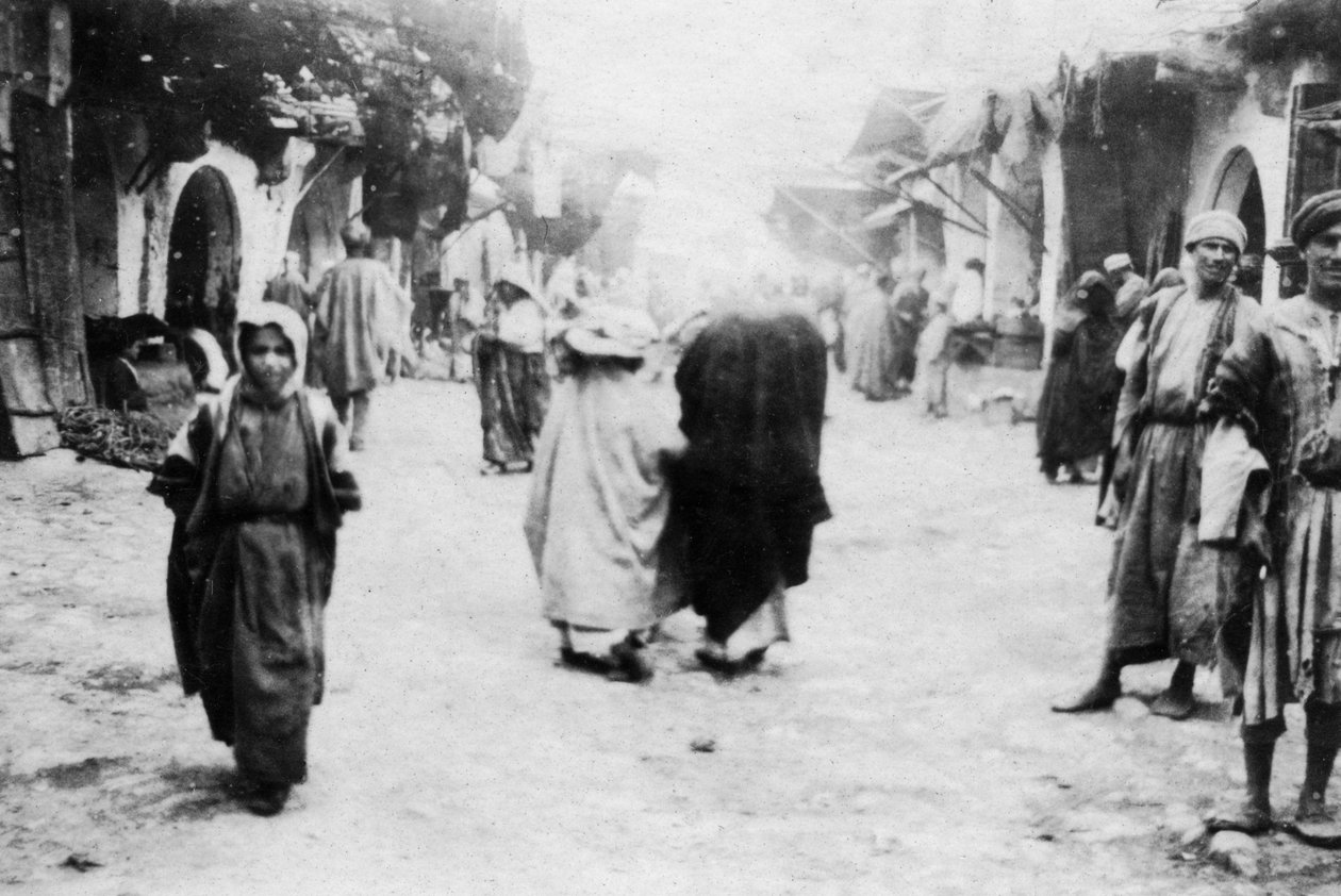 Marknaden, Mosul, Mesopotamien, 1918 av Unbekannt
