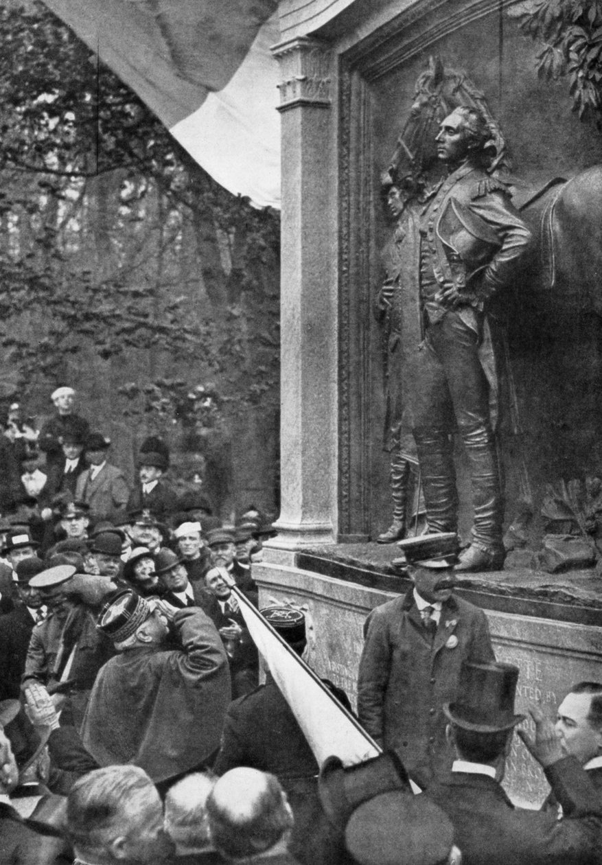 Marskalk Joffres hyllning till markisen de Lafayette, Prospect Park, Brooklyn, New York, USA, 1917 av Unbekannt