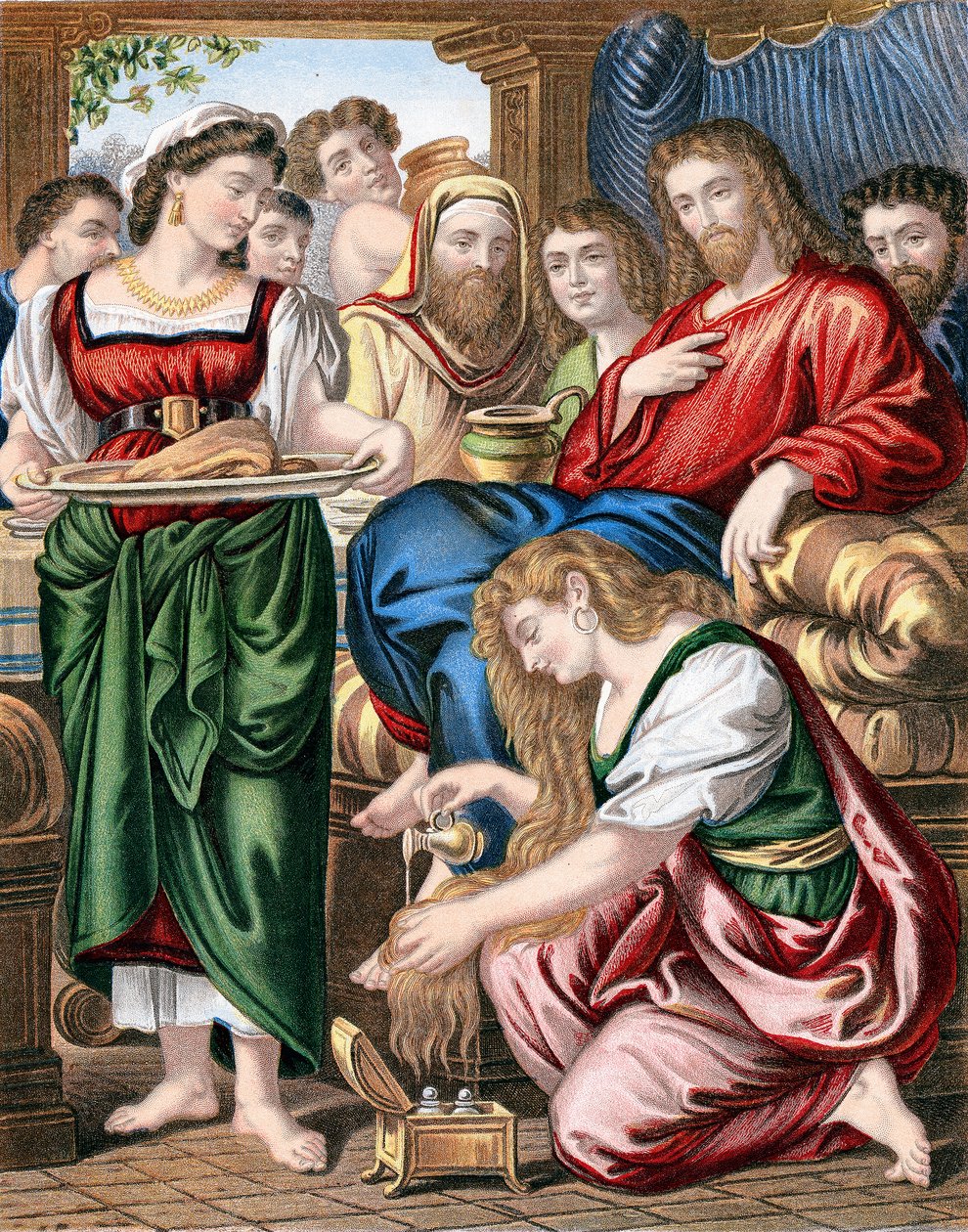 Maria Magdalena smörjer Jesu fötter, c1860 av Unbekannt
