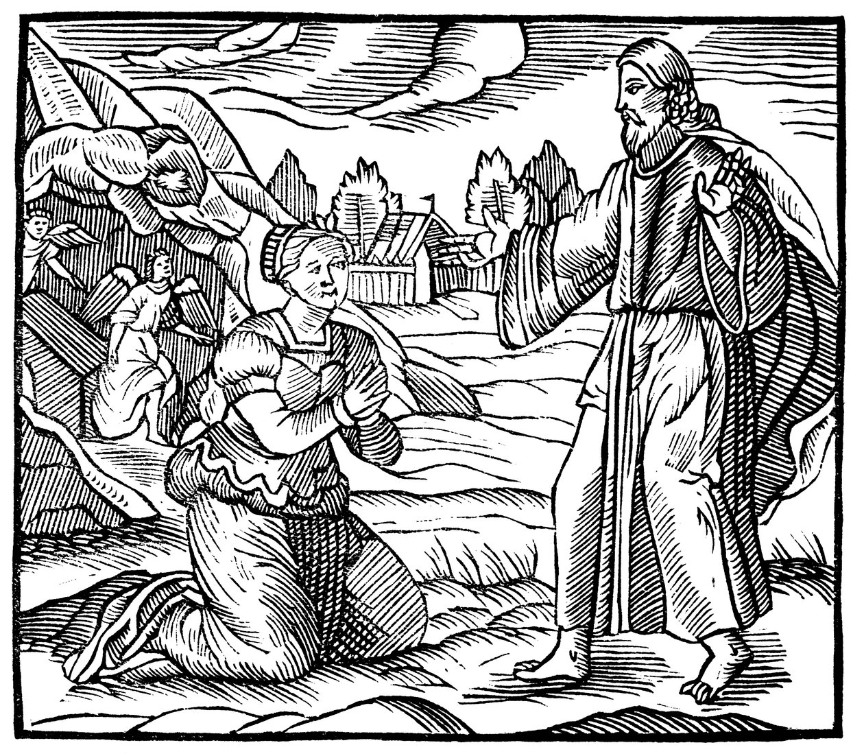 Maria Magdalena ser uppenbarelsen av den uppståndne Jesus Kristus, c1500 av Unbekannt