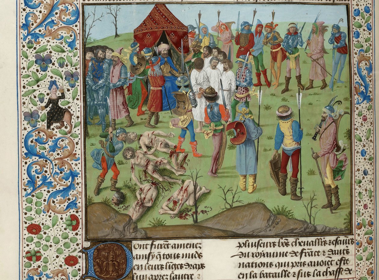 Massaker av de kristna efter slaget vid Nicopolis, ca 1470-1475. av Unbekannt