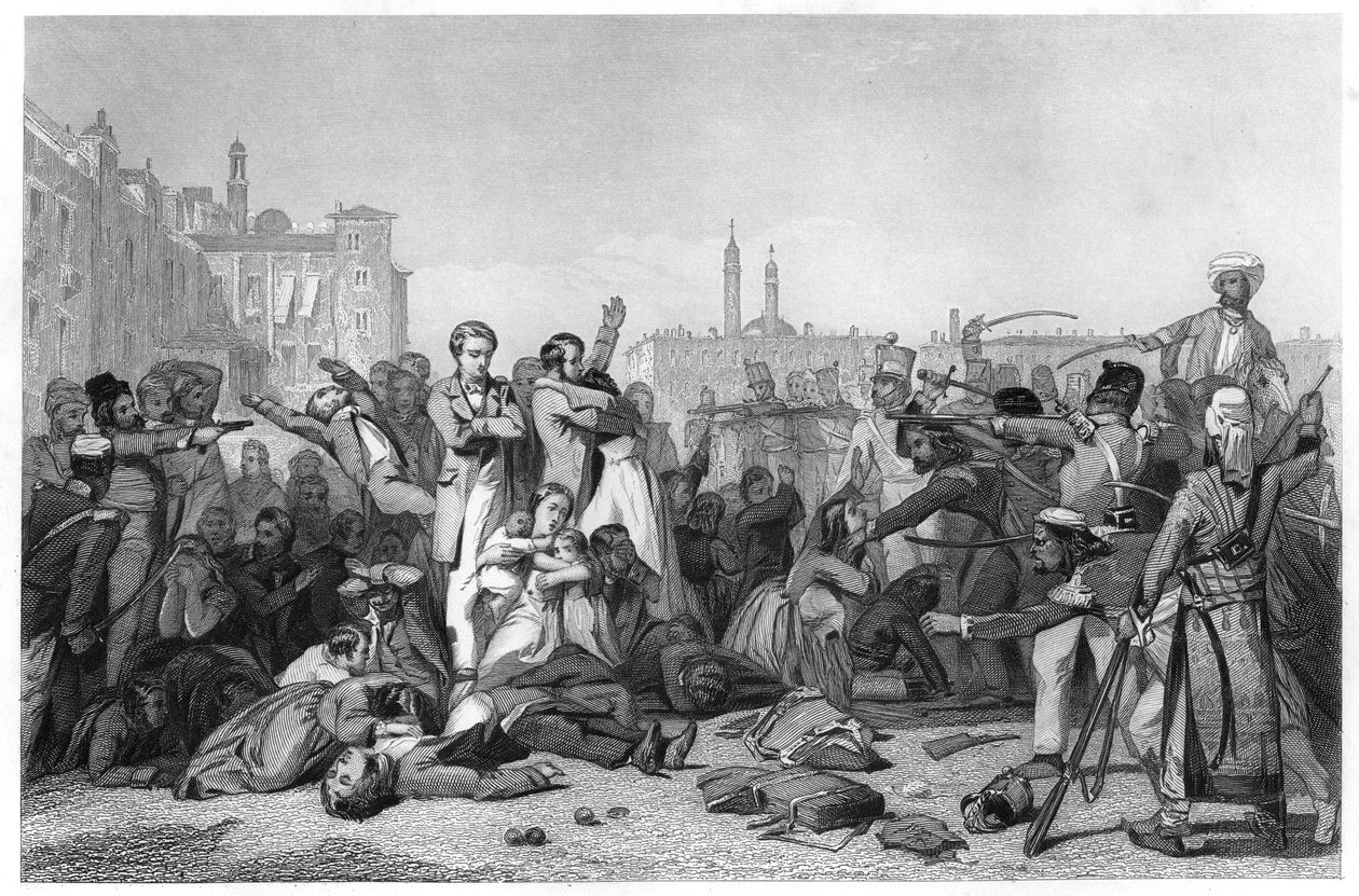 Massaker i Cawnpore, 1857, c1860 av Unbekannt