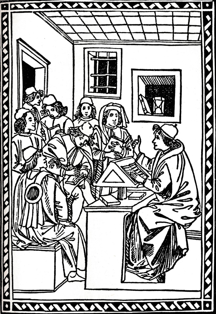 Mästare med sina elever. Christoforo Landino, 1492, 1917 av Unbekannt