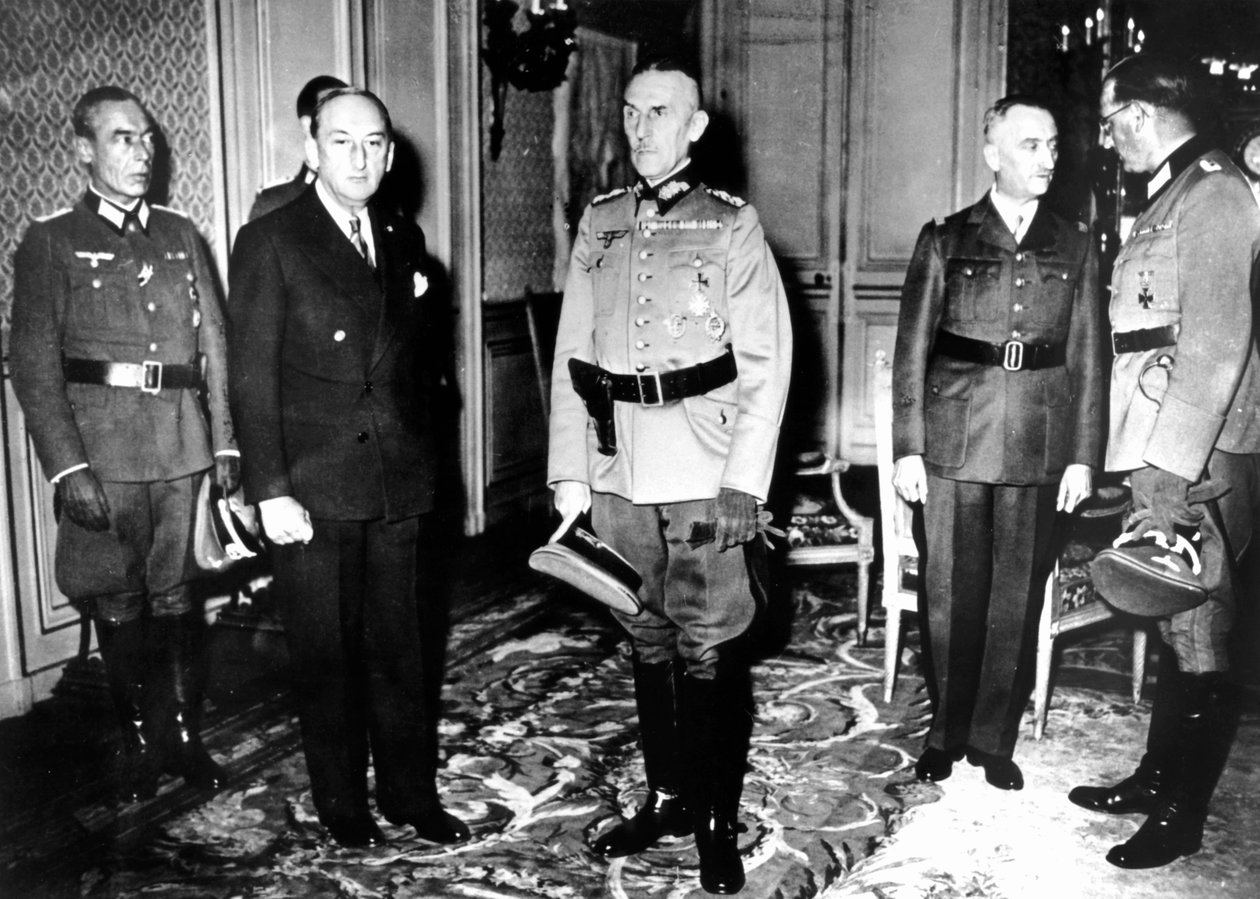 Möte mellan tyska officerare och franska Vichy-regeringstjänstemän, Frankrike, 1940-1944 av Unbekannt