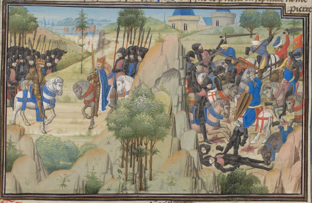 Möte mellan Conrad III av Tyskland och Louis VII av Frankrike. Miniatyr från Historia av William av Tyrus, 1460-talet av Unbekannt